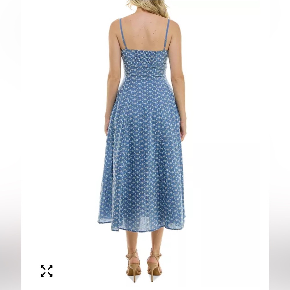 Taylor Blue Size 10 Embroidered Midi Dress Sweetheart Neck Floral coquette U - Picture 3 of 14